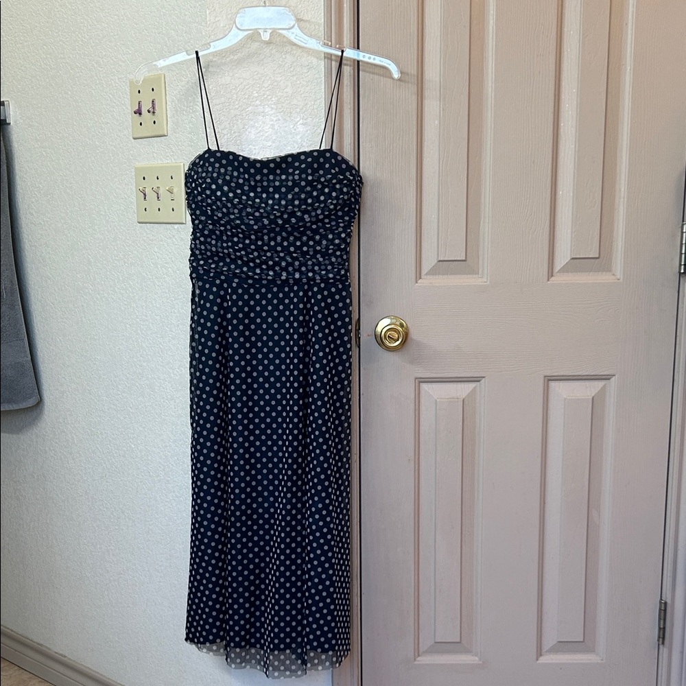 Jessica Howard Black and White Spaghetti Strap Midi Dress